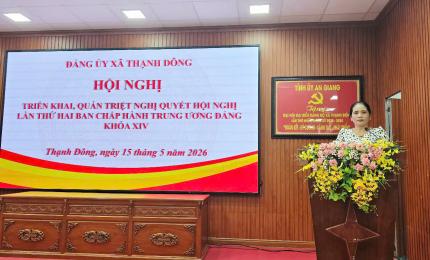 Đảng ủy xã Thạnh Đông triển khai, quán triệt Nghị quyết Hội nghị lần thứ hai Ban chấp hành Trung ương Đảng khóa XIV
